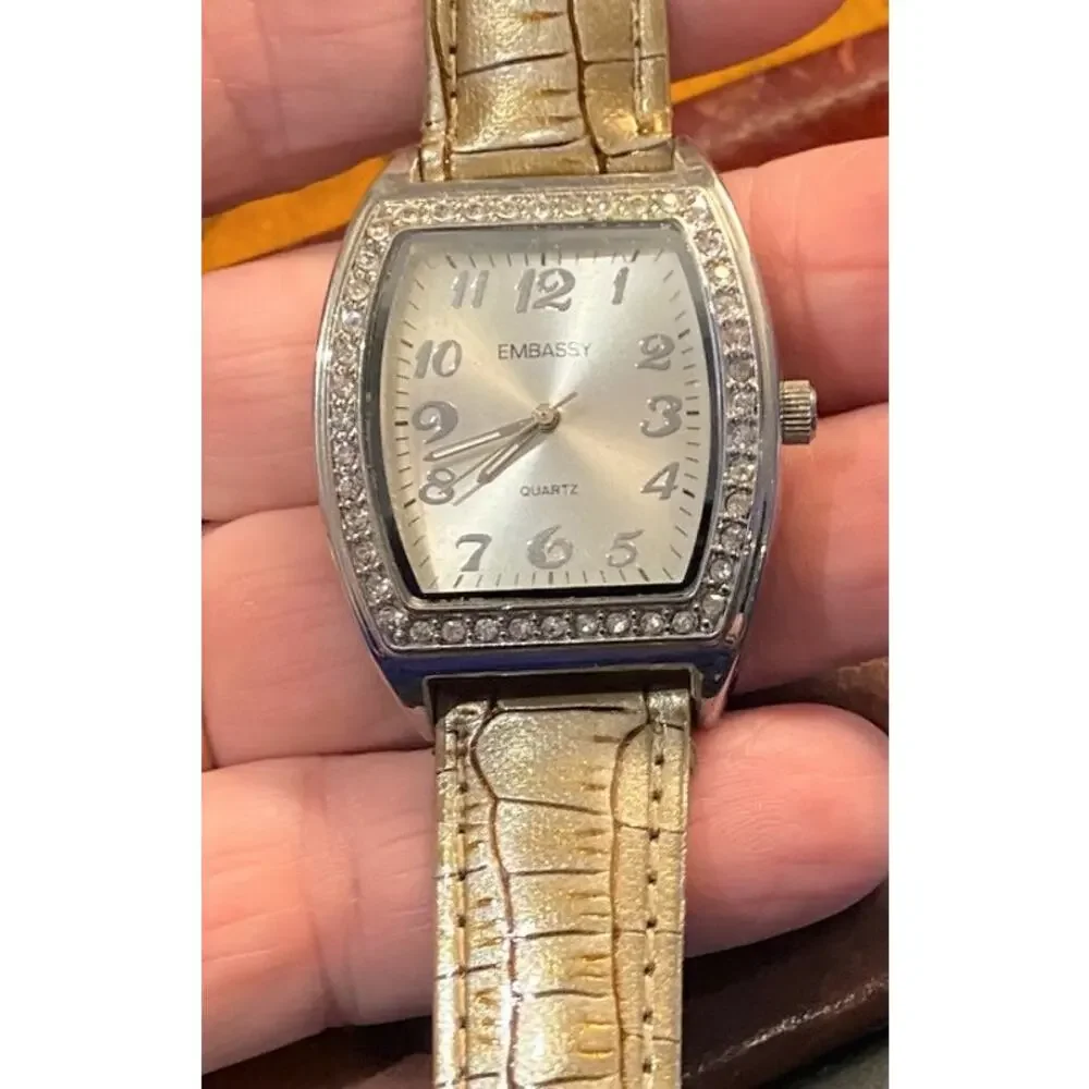 Women's Embassy Watch, Silver Tone with Crystal Accents